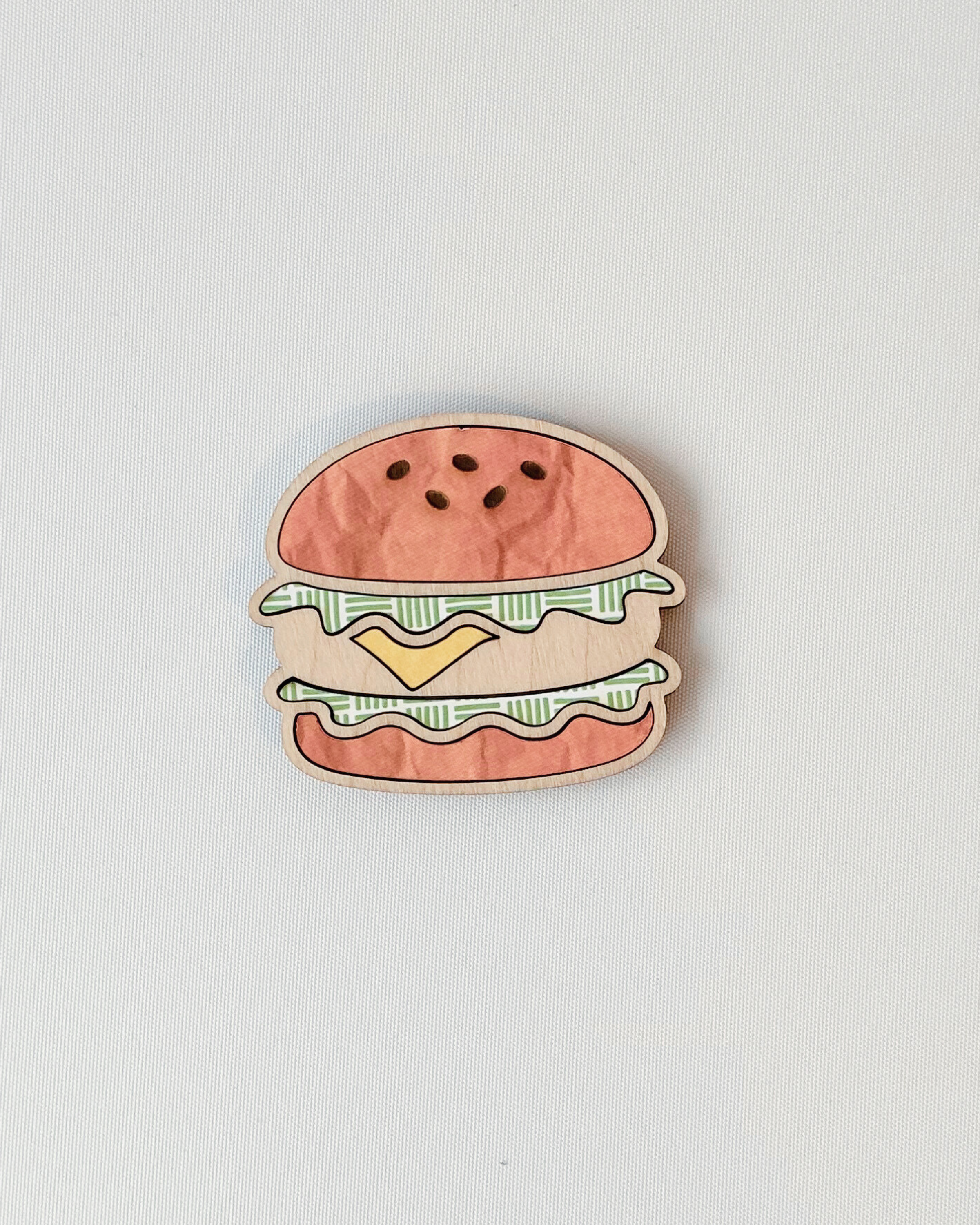 Dad Magnet - Burger option made out of laser-cut plywood.
