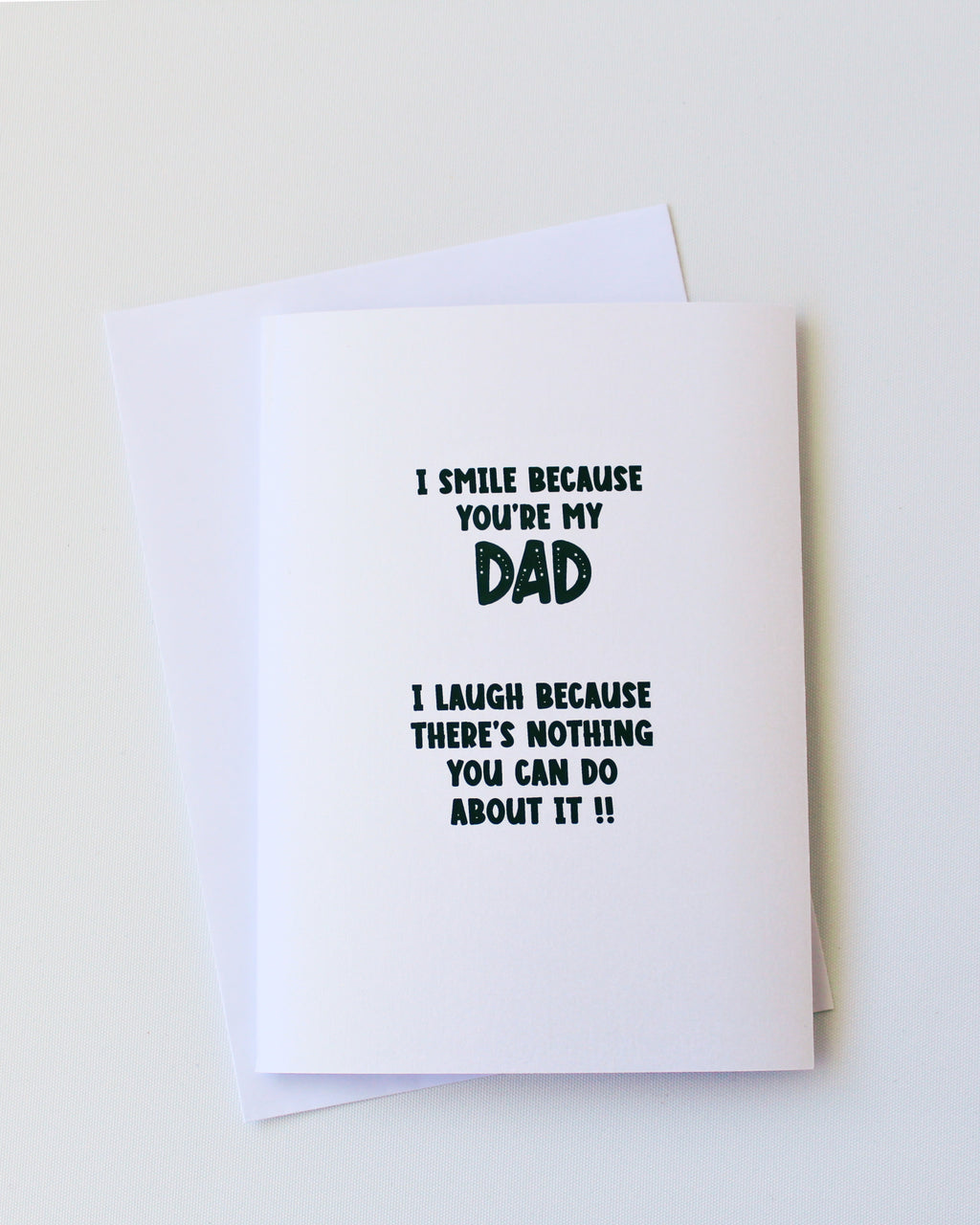 Greeting Card for Father's Day with a funny joke written in playful font.