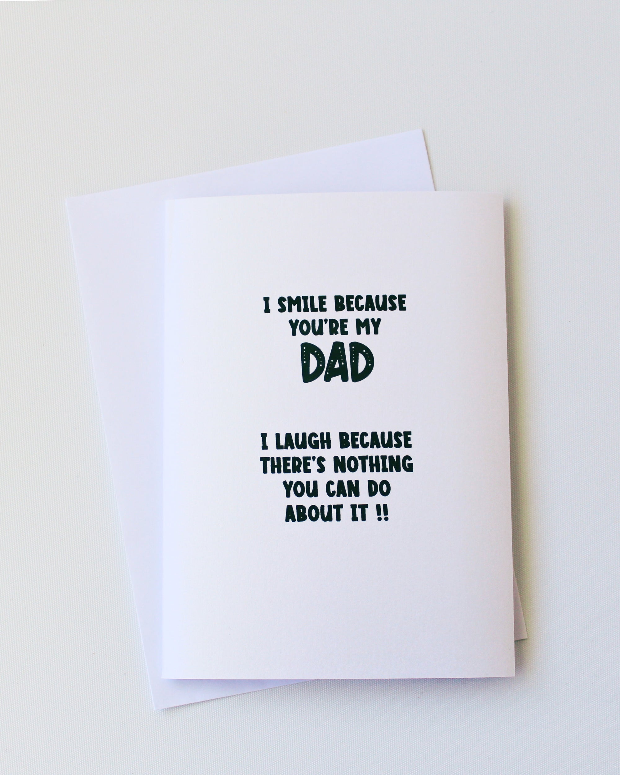 Greeting Card for Father's Day with a funny joke written in playful font.