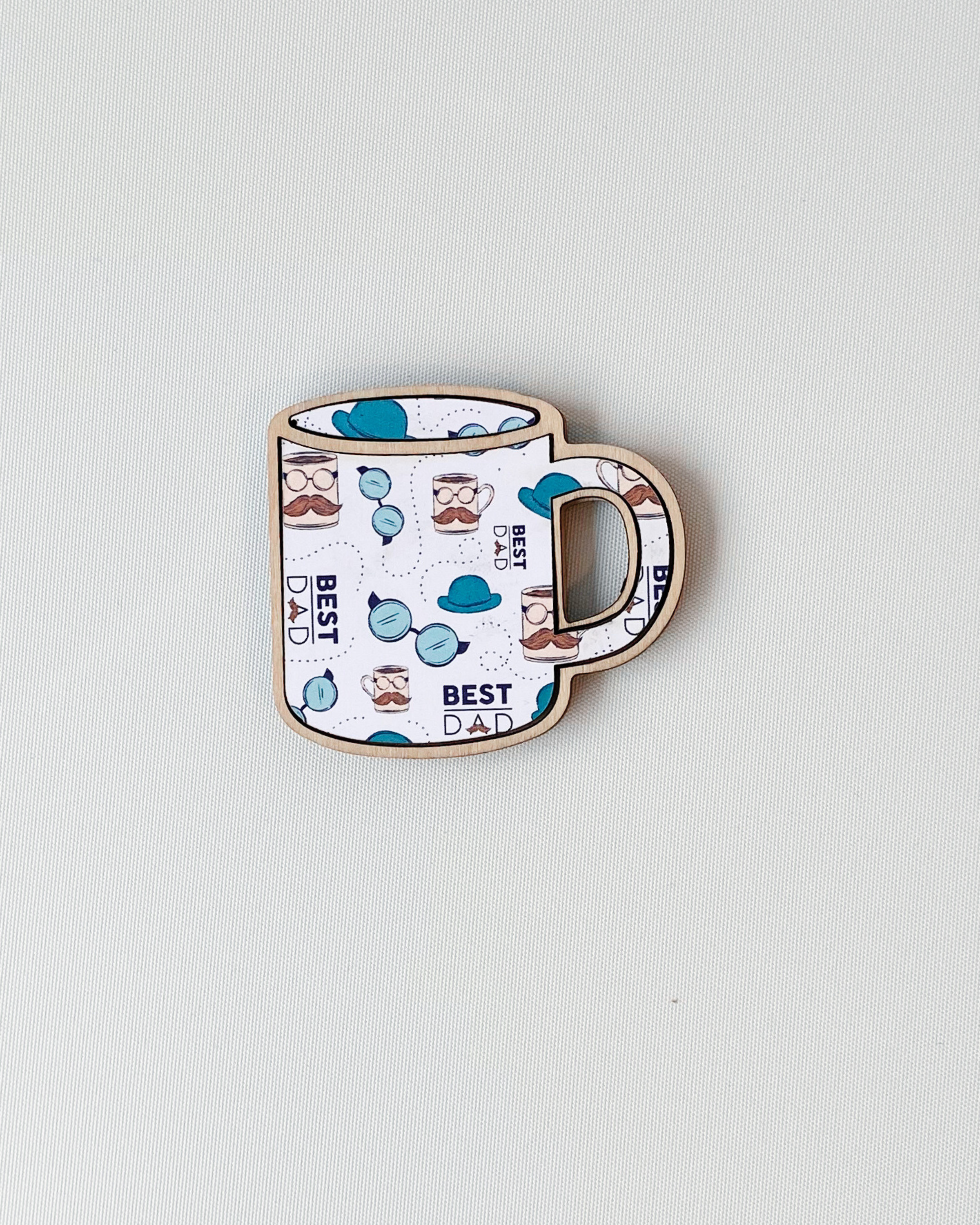 Dad Magnet - Mug option made out of laser-cut plywood.