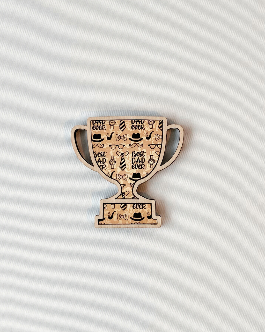 Dad Magnet - Trophy option made out of laser-cut plywood.
