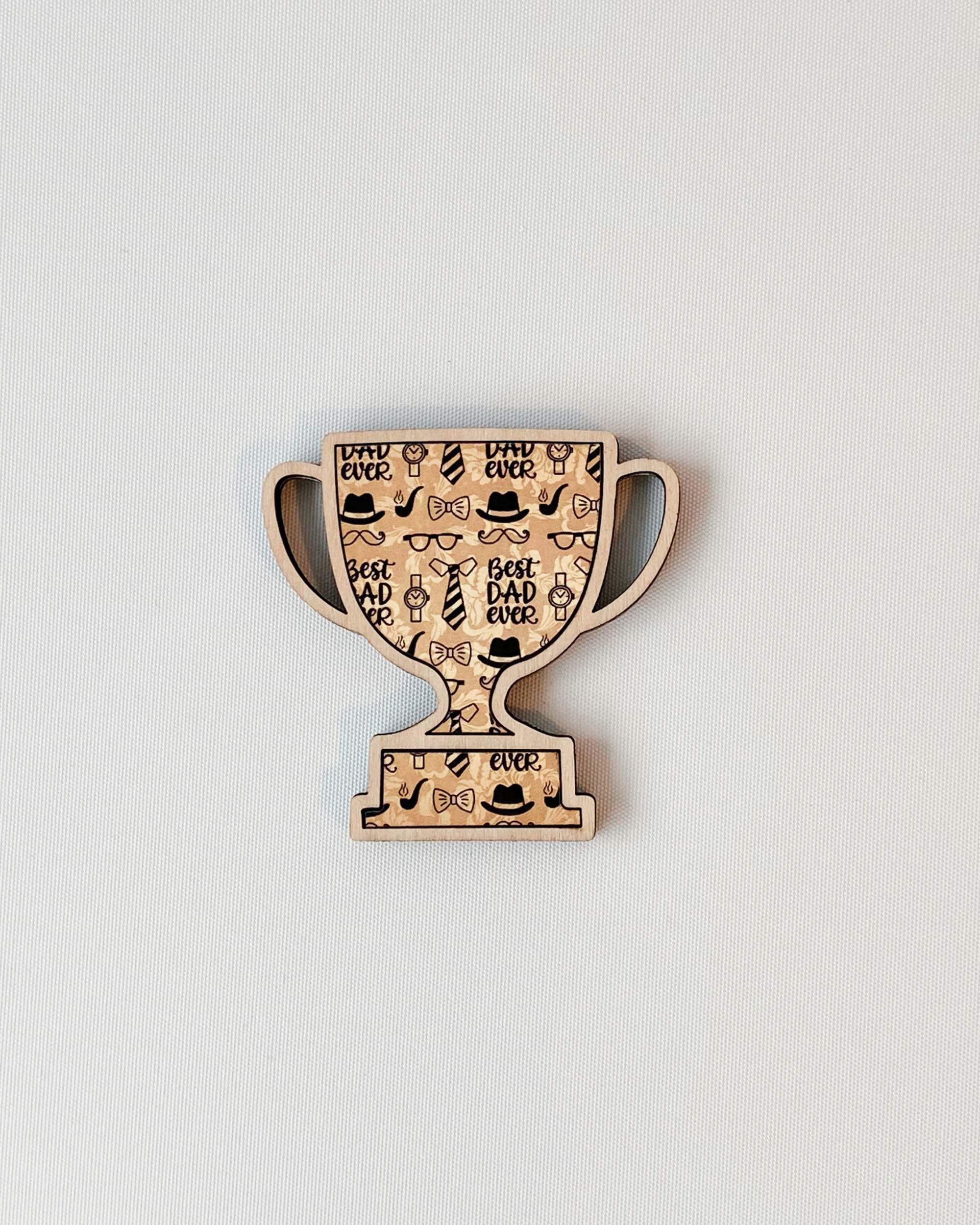 Dad Magnet - Trophy option made out of laser-cut plywood.