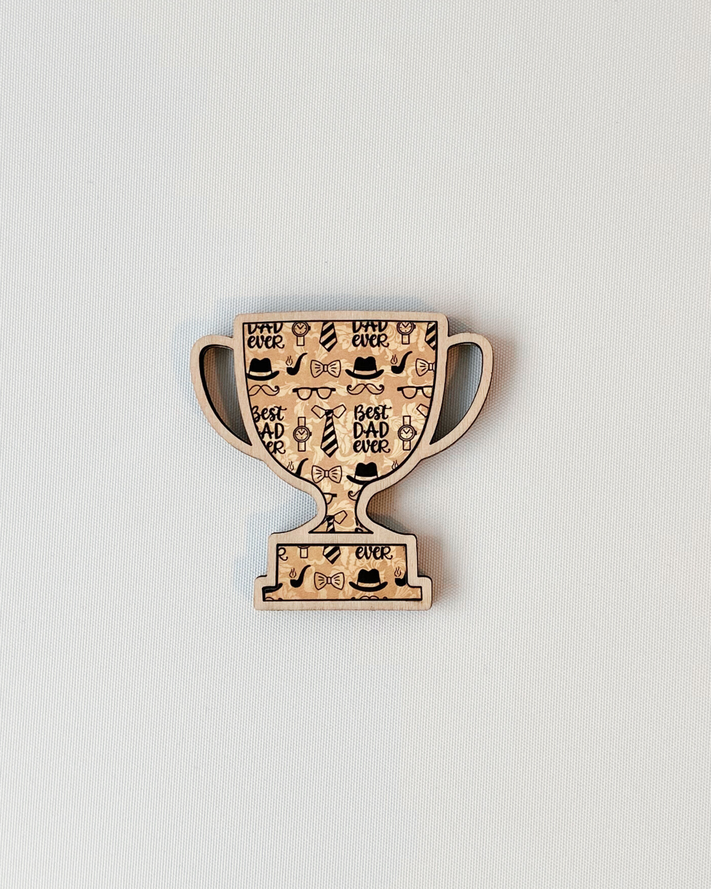 Dad Magnet - Trophy option made out of laser-cut plywood.